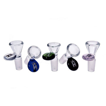HOSS GLASS CONE BOWL W/ COLORED HANDLE - 14MM